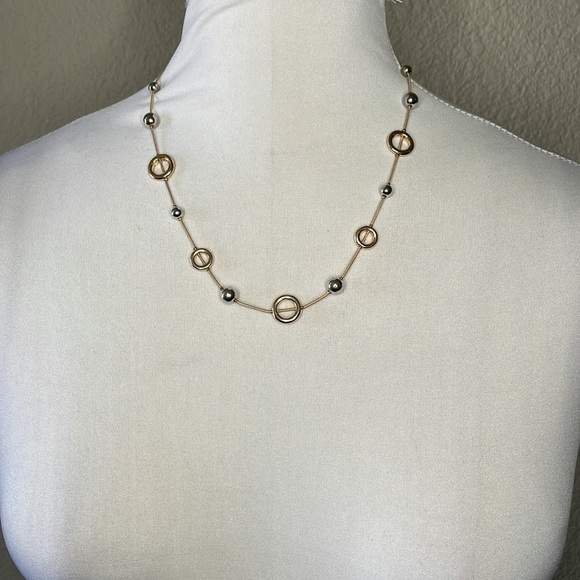 NWT 14th & Union Round Ring and Marble Necklace Gold Tone - Picture 2 of 6